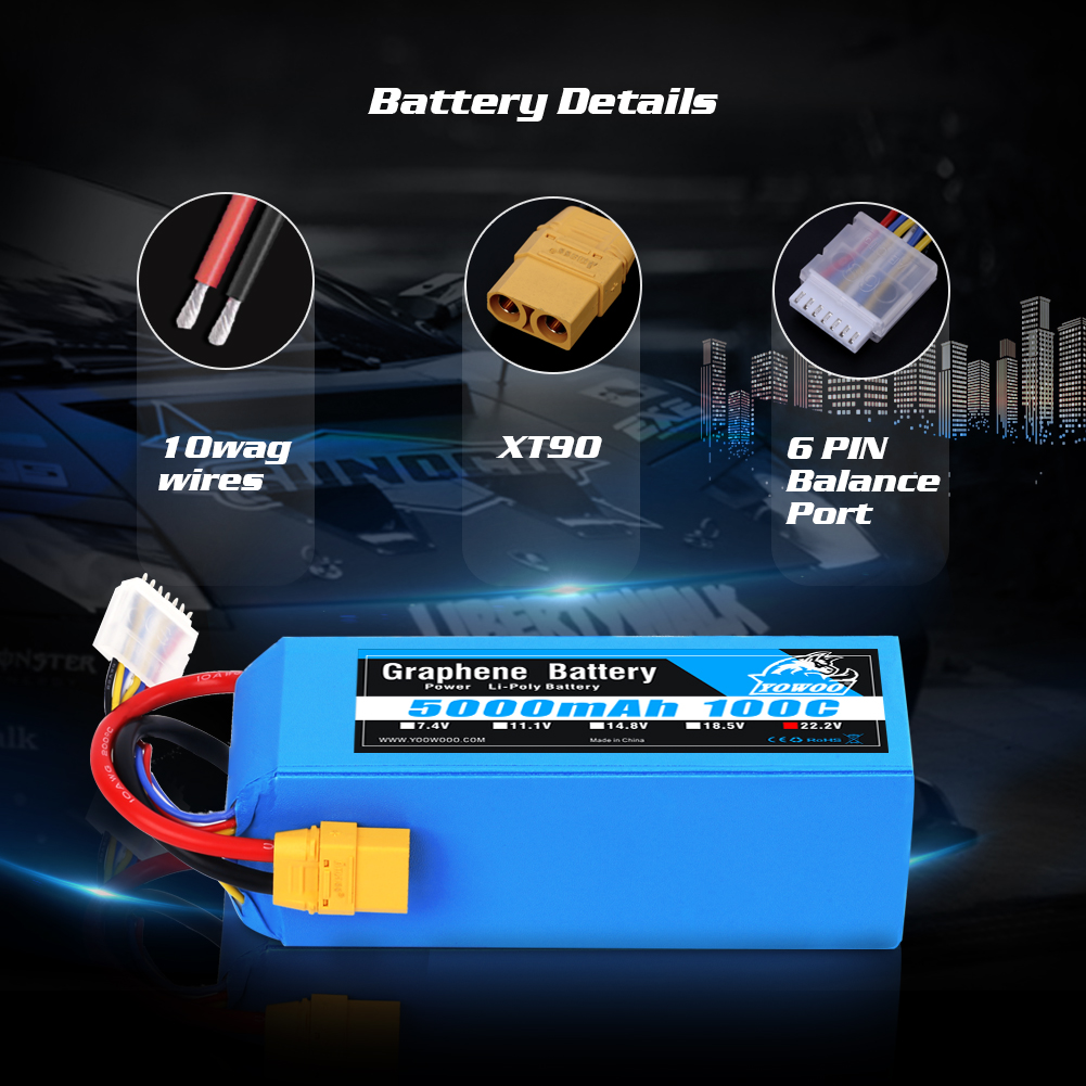 Yowoo Grafen Lipo Pil 6S 22.2V - 6S Lipo Battery 22.2V 5000Mah incelemesi ve fiyatı